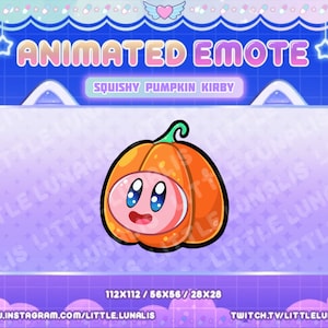 Animierter Squishy Kürbis Kirby für Twitch Streamer, Discord, YouTube - Pink, süß, Halloween, kawaii