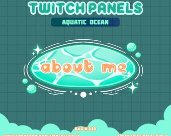 Turquoise aquatic ocean twitch panel for Twitch Streamers - water, puddle, pond, bubbles, waves, ripples, dew