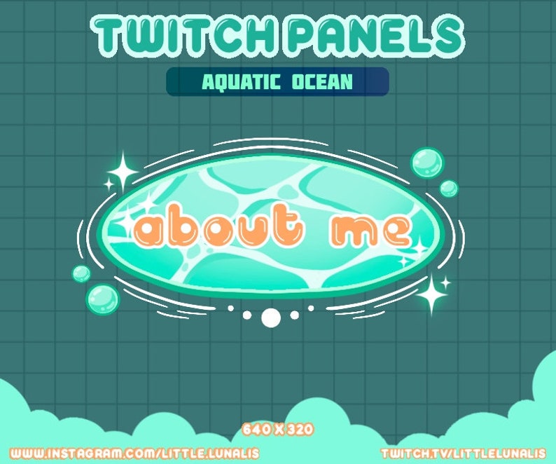 Turquoise Aquatic Ocean Twitch Panel for Twitch Streamers - Water ...