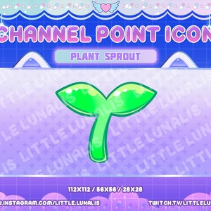 Cute Plant Sprout Channel Point Redeem Icon for Twitch - kawaii, green, life, dewy