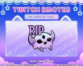 RIP Monster Skull Emote for Twitch Streamers, Discord, YouTube - Halloween, spooky, cute, festive