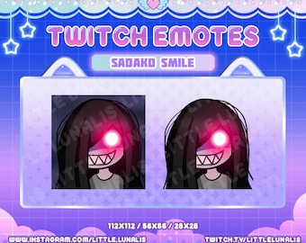 Spooky Sadako Smile Emote for Twitch streamers, Discord, YouTube - Halloween, jumpscare, cute, scary, ghost, spirit, the ring , horror