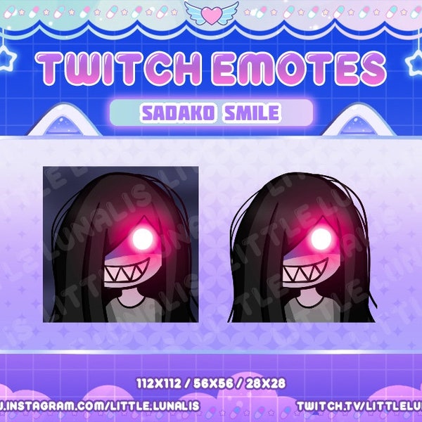 Spooky Sadako Smile Emote for Twitch streamers, Discord, YouTube - Halloween, jumpscare, cute, scary, ghost, spirit, the ring , horror