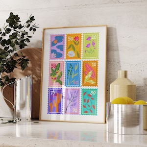 Pflanzen Stempel Printable Wand Kunst Stempel Print Maxamilist Print Funky Print Fun Trendy Print Bunt Preppy Wand Kunst Retro Vintage Print