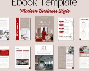 Customizable Red Ebook Template for Small Business Owners, Course Creator Template, Personalized Canva Coaching Workbook, Digital Product