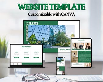 Green Business Website Template, Editable Business Template, Professional Branding for Business Owners, Coaching Business Canva Website