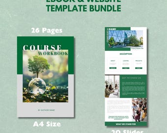 Editable eBook & Website Template Bundle | Green Business and Coaching Canva Templates | Course Creator Digital Kit | Lead Magnet