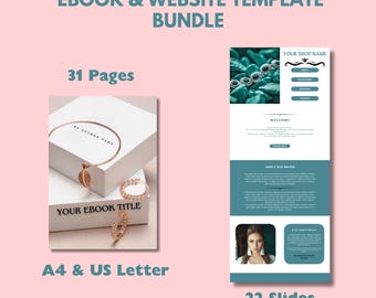 Jewelry Website Template Canva + eBook | Editable Digital Bundle for Jewelry Business | Branding Kit for Jewelers | Instant Download