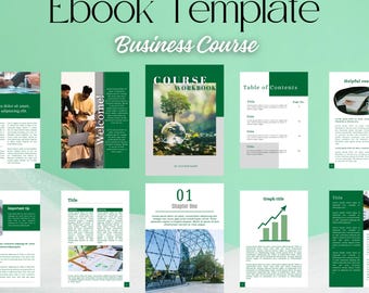 Green Business Ebook Template, Course Creator Book Template, Editable Ebook Canva Template, Lead Magnet Template, Workbook Template, Digital