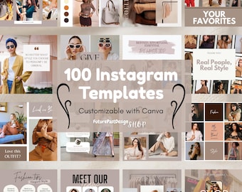 100 Instagram Templates, Neutral Brown Beige Templates, Canva Templates, Square Size Posts, Product Sell Templates, Fashion Brand