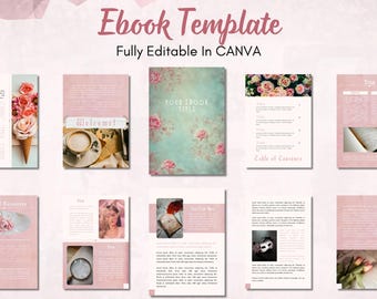 Vintage Rose Ebook Template Canva | Feminine Blush Aesthetic Design | Editable Canva Ebook Template | Vintage Floral Design for Coaches