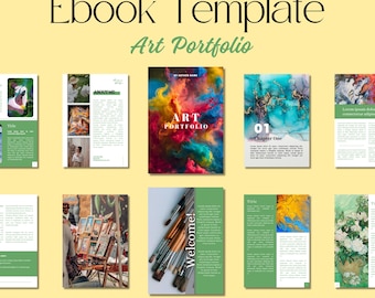 Plantilla editable de portafolio de arte (Canva) / Portafolio de artista (ebook) / Portafolio creativo para ilustradores y diseñadores / Plantilla artística moderna
