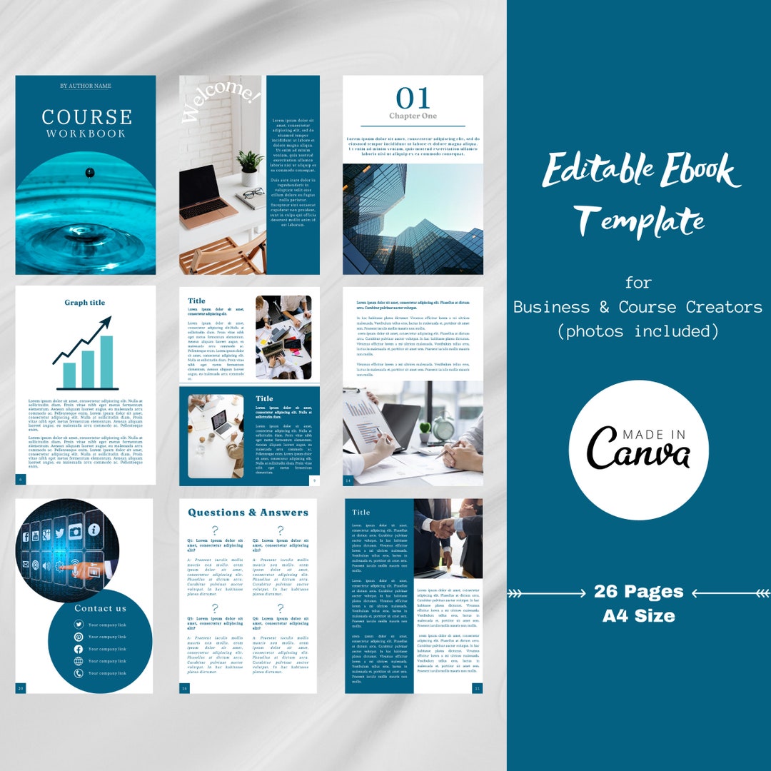Blue Business Ebook Template Canva, Editable Ebook Template, Lead ...