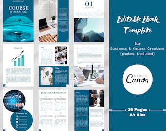 Blue Business Ebook Template Canva, Editable Ebook Template, Lead Magnet Template, Business Coach Template, Coaching Ebook Template, Modern