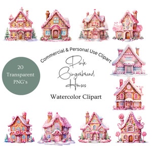 Pastel Pink Gingerbread House Clipart | Gingerbread Clipart Pink | Gingerbread Watercolor Clipart | Gingerbread Clipart Pink | Gingerbread