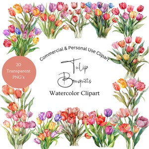 Spring Tulip Flower Clipart | Spring Tulip Clipart | Tulips Watercolor Clipart | Watercolor Clipart Tulip | Watercolor Tulips Clipart