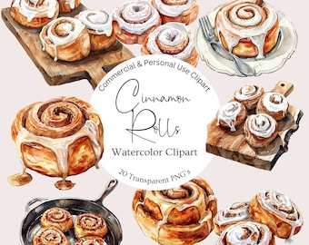 Cinnamon Roll Clipart | Watercolor Pastry Clipart | Cinnamon Rolls Clipart | Breakfast Clipart | Cinnamon Roll Png