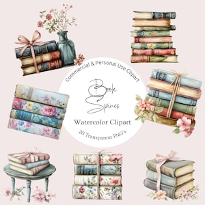 Book Spines Clipart | Floral Book Spine Designs | Junk Journal | Vintage Ornate PNG for Scrapbooking | Vintage Floral Book Spines