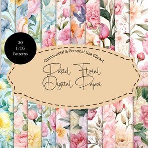 Pastel Floral Digital Papers | Spring Floral Medley Digital Paper | Floral Junk Journal Digital Paper | Floral Junk Journal