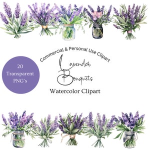 Lavender Flowers Clipart | Violet Flower Clipart | Lilac Flowers Clipart | Purple Flower Bouquet Clipart | Purple Flower Clipart