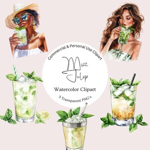 Mint Julep Clipart | Watercolor Cocktails | Kentucky Derby Digital Download | Southern Drink Art | Watercolor Kentucky Derby Cocktails