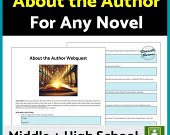 About the Author Activity for any Novel, Author Study: Middle & High School ELA, Homeschool, Novel Study