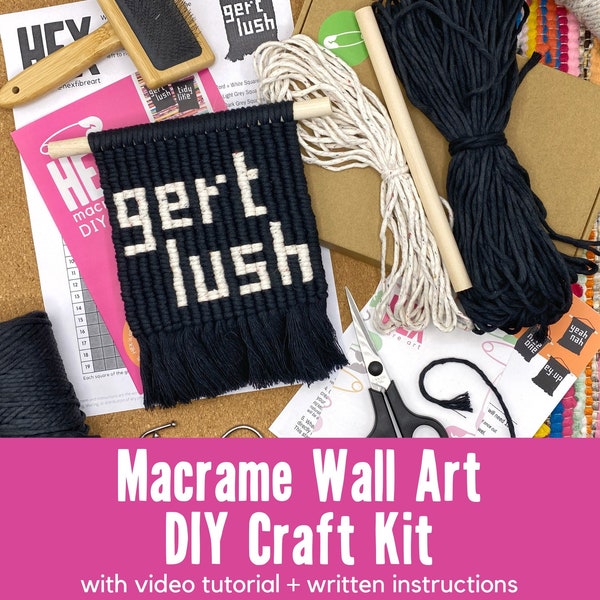 DIY Macrame Wall Hanging, Gert Lush Quirky Bristol Art, Alternative Fiber Wall Decor, Adult Craft Kit