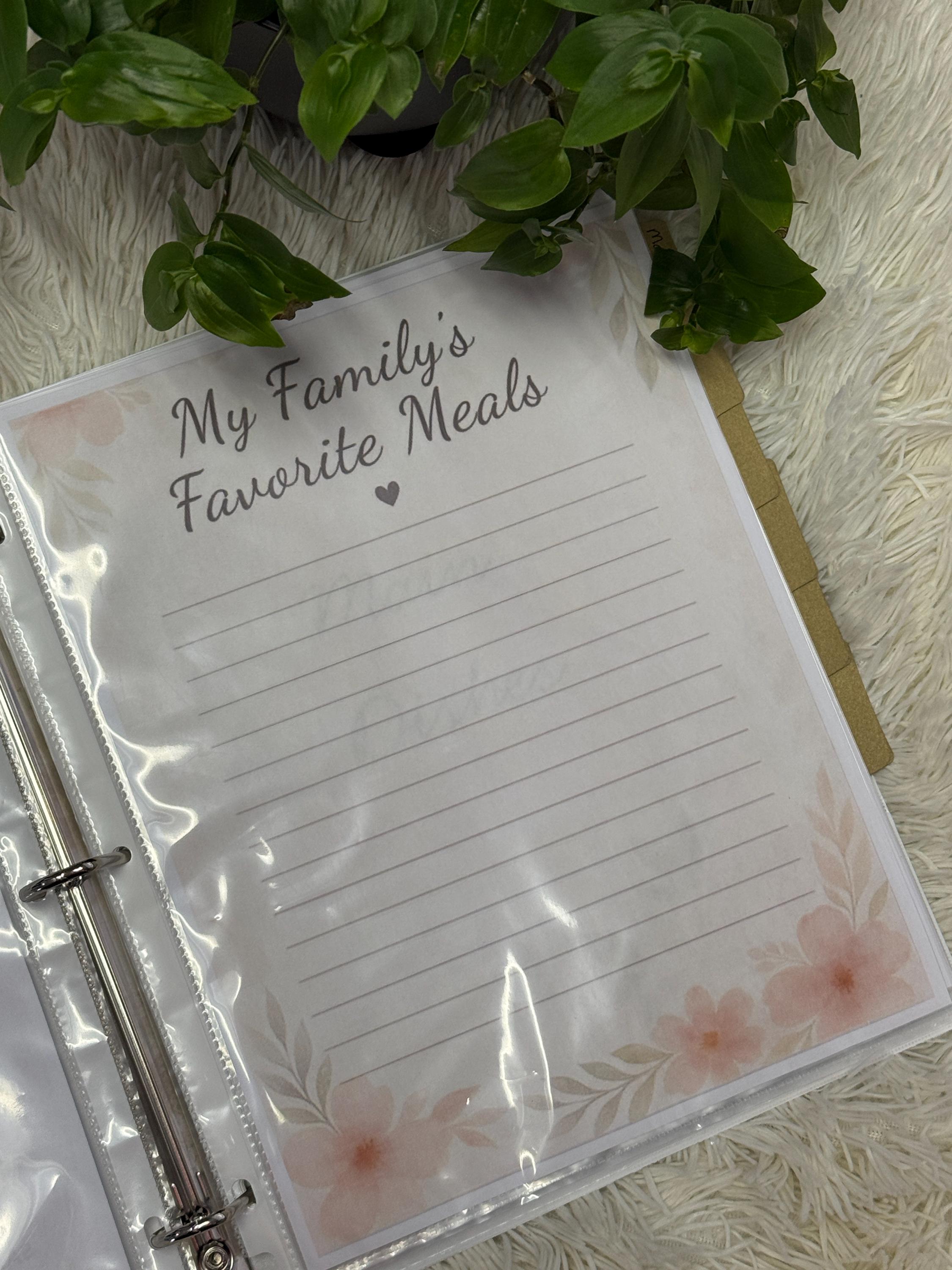 Meal Planner + Recipe Binder Printable | Instant Download PDF - Etsy