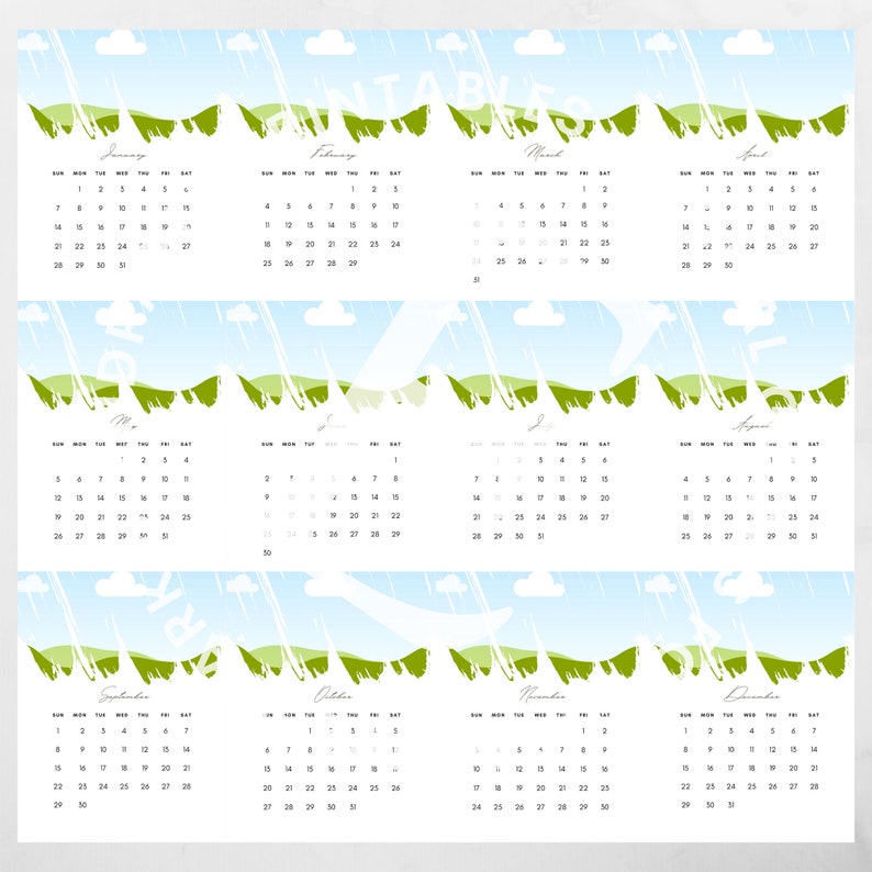 Custom Calendar 2024 Canva Template Canva Editable Drag and Etsy