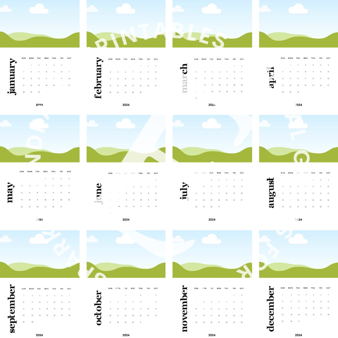 Custom Calendars 2024 Canva Template Canva Editable Drag and Drop