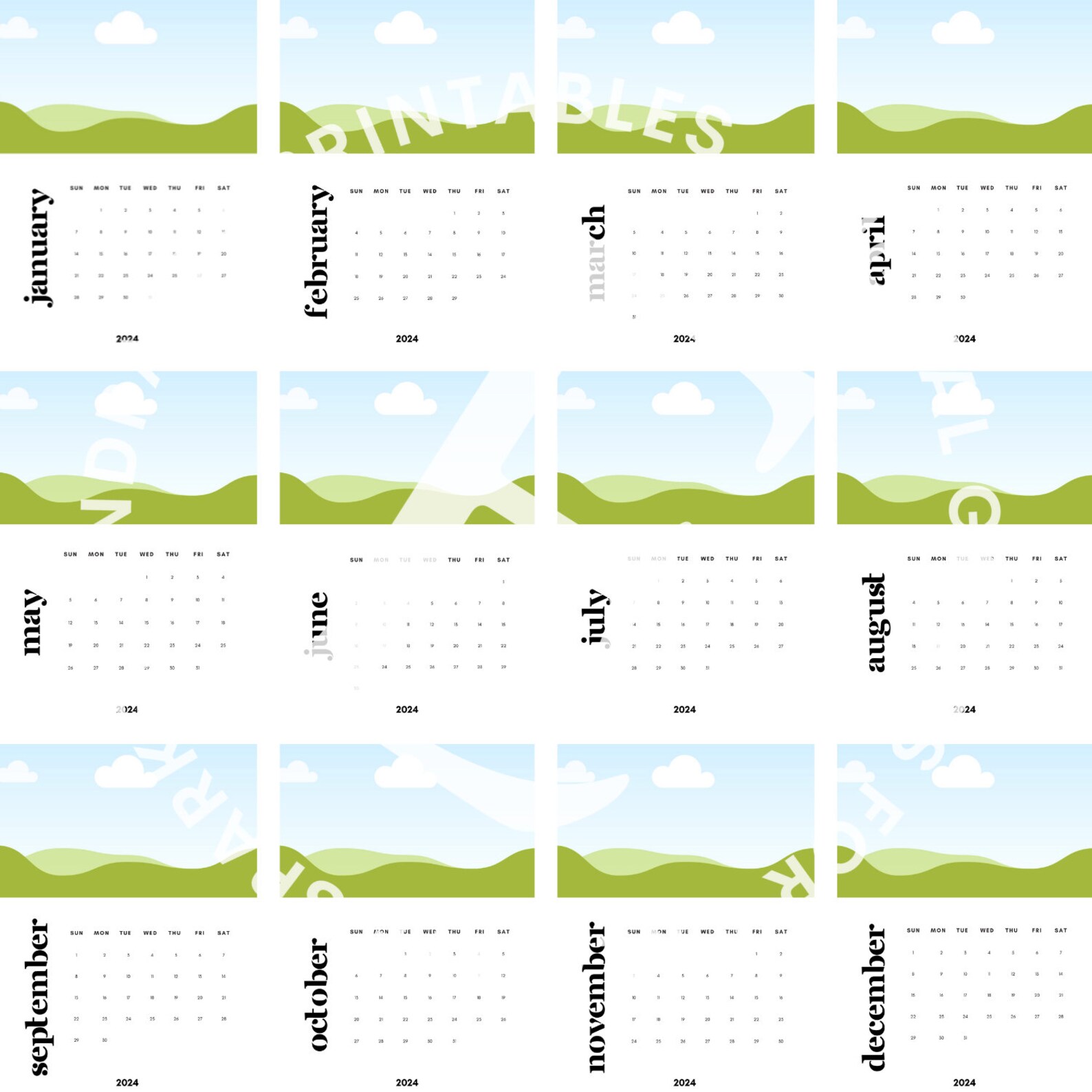 Custom Calendars 2024 Canva Template Canva Editable Drag and Drop