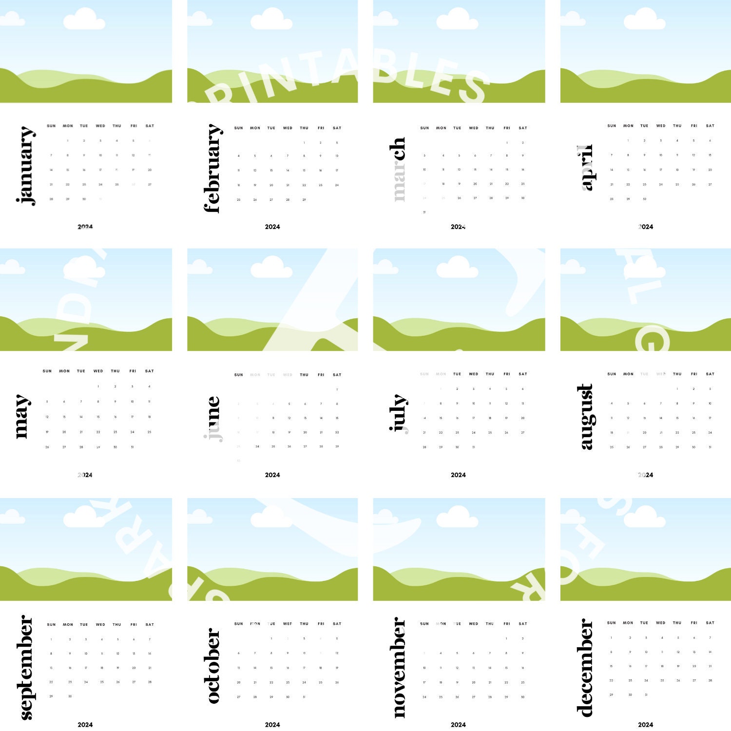 Custom Calendars 2024 Canva Template Canva Editable Drag and Drop