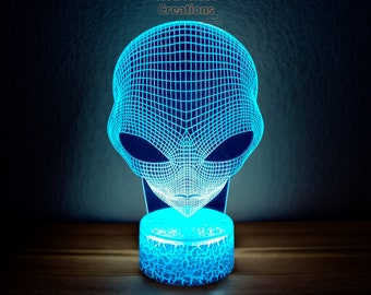 Alien Led Lamp | 3D Illusion Lamp | ET Night Light |Space and Galaxy Lamp | Space Themed Home Decor | Acrylic Lamp | Cosmos Desk Lamp |