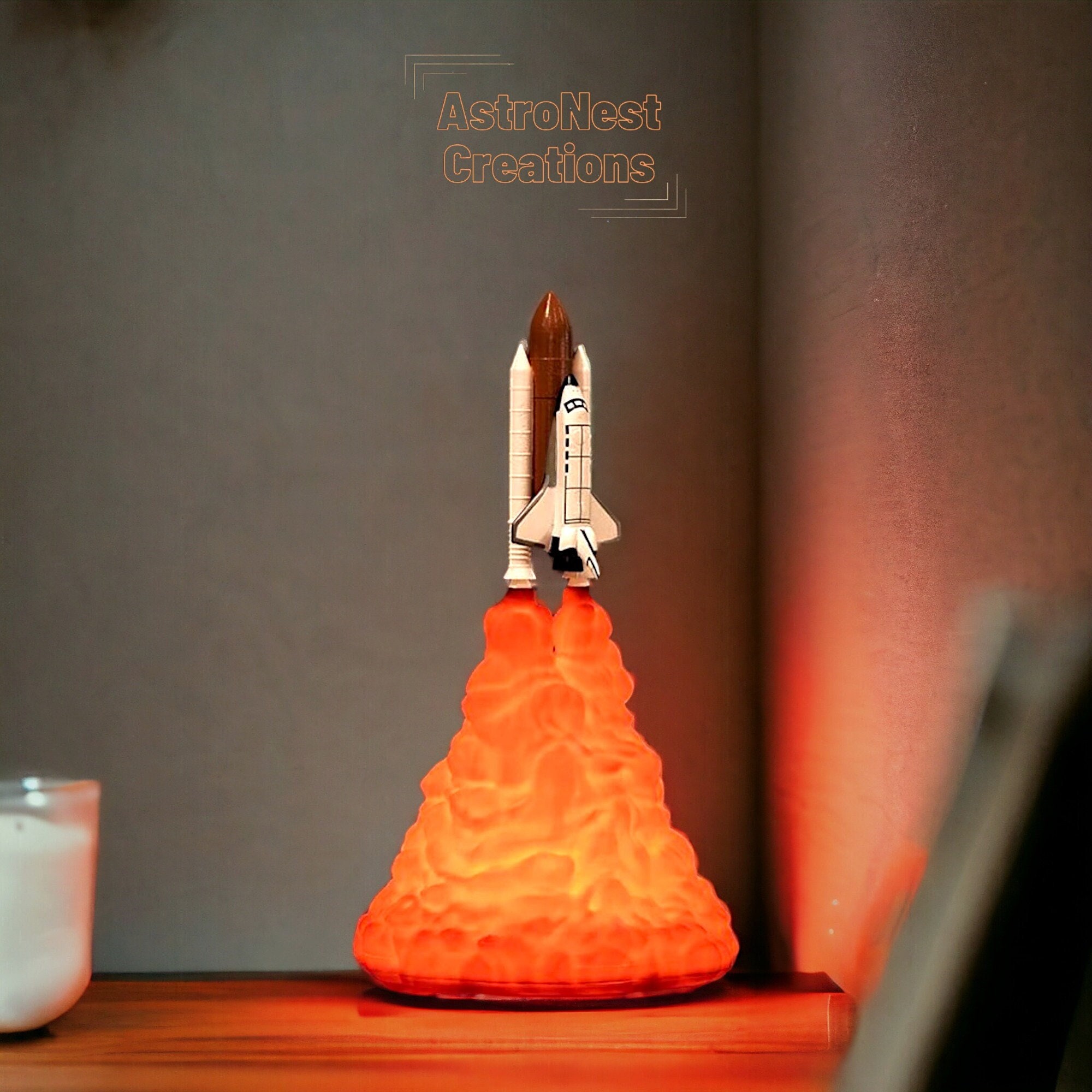 Lampe - Veilleuse Wood Led Space - fusée - voyage dans l'espace - fille -  garçon 