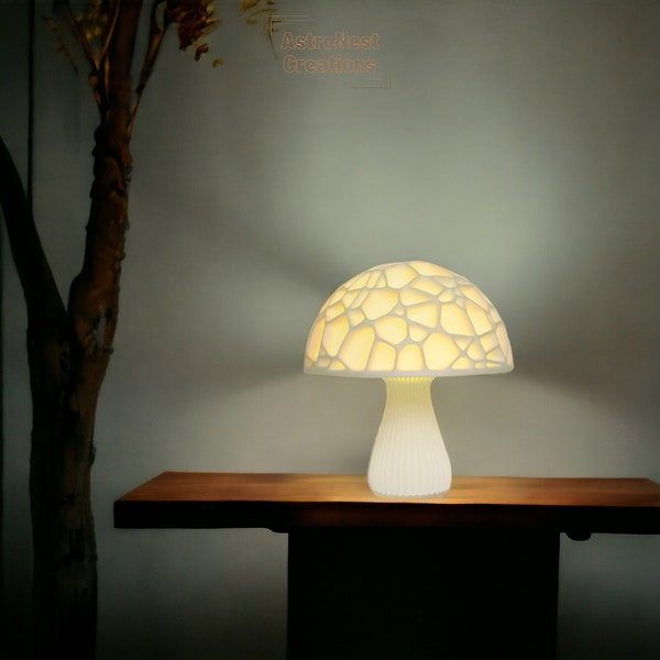 Pilz Tischlampe | Niedliches und einzigartiges Nachtlicht in Pilzform | Led 3D-gedruckte Pilzlampe als Wohndekor-Geschenk mit verstellbarem Licht |
