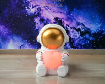 Romantic Astronaut RGB Night Light | Small Astronaut Table Night Light | Space Man Resin Sculpture | Bedside Table Lamp | Astronomy Gift