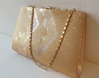 Vintage kimono tas in goud zilver zijdebrokaat, gouden tas, gouden clutch, cadeau voor haar, authentieke traditionele Japanse tas gemaakt in Japan