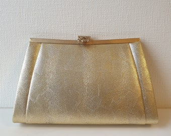 Borsa kimono di seta giapponese in broccato d'oro, borsa d'oro vintage, pochette d'oro vintage, regalo per lei, autentica borsa giapponese realizzata in Giappone