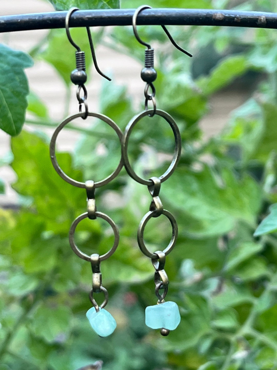 Mental Health Awareness Earrings With Circle Charm & Clear Crystals | French Hook Style