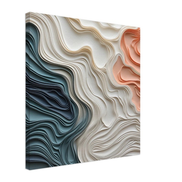 Tricolor Abstract 3D wave relief painting Canvas 1/2 wall art, painting art