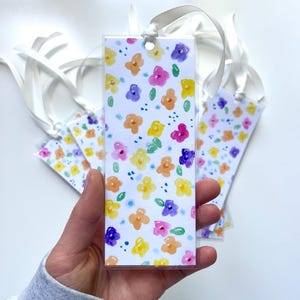 Floral Watercolor Bookmark Laminated Original Painting Colorful & Cute Book Accessory