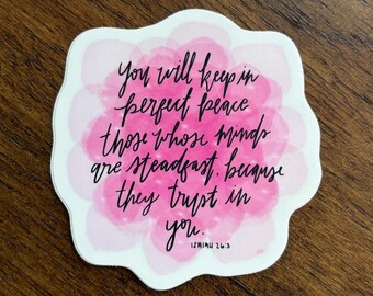 Isaiah 26:3 Bible Verse Hand-Designed Waterproof Sticker