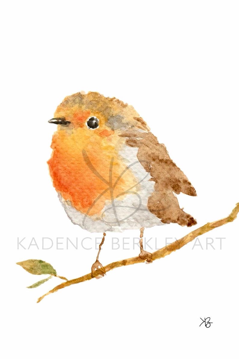 European Robin Bird Watercolor Painting: 5x7 Giclée Print on Matte Textured Fine Art Paper Bild 3
