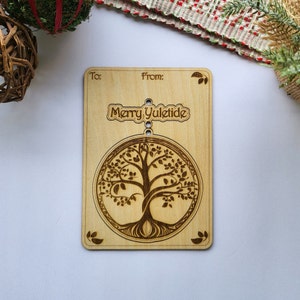 Tarjeta de Yule con adorno del árbol de la vida