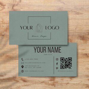 Tarjeta de presentación con logotipo para anfitriones de Airbnb, agentes inmobiliarios y todas las empresas, diseño profesional, información de contacto, redes sociales y código QR