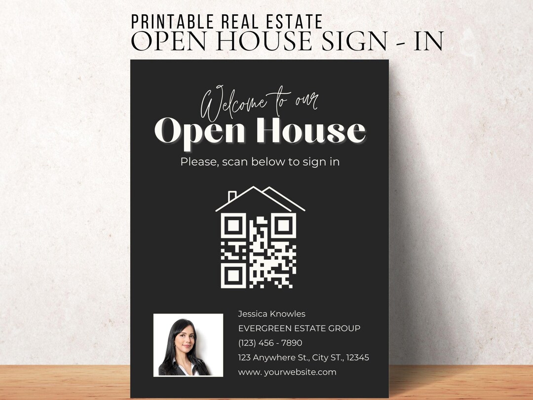 Realtor Open House Sign-in Template: QR Code, Printable Ad (digital ...
