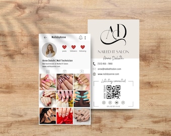 Custom Instagram Business Card Template with QR Code (Digital Download)