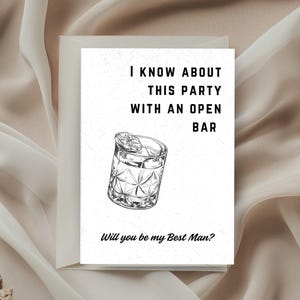 Carte de vœux personnalisée pour homme d'honneur, aménagement open bar avec verre à whisky, faire-part de mariage imprimable, proposition de témoin d'un mariage chic, mariage à faire soi-même