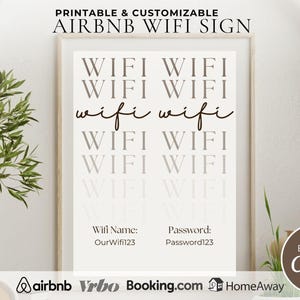 Custom Printable WiFi Details Sign for Airbnb or Short-Term Rentals, Easy Personalization, Guest-Friendly Design, Instant Download, Template