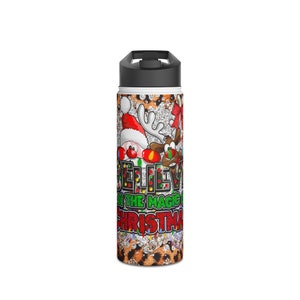 Christmas Stainless Steel Water Bottle, Insulated Holiday Drink Bottle, Hot & Cold Travel Flask Gift, Christmas Cup, Christmas Gift